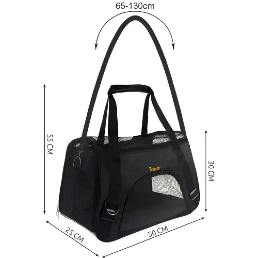 Trasportino Borsa da Viaggio per Cane Gatto Coniglio, Max 8kg, 30x25x50cm, Ventilato, con Tracolla
