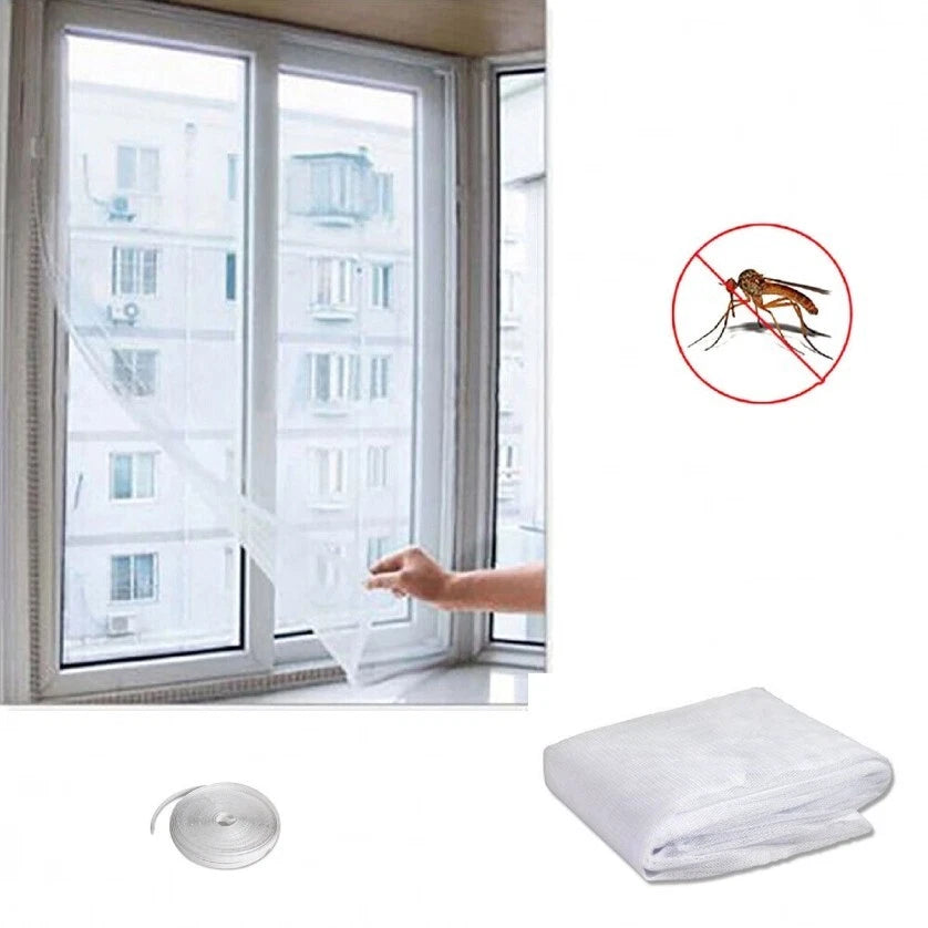 Zanzariera per finestra adesiva tenda telo anti zanzare insetti bianca 180x150cm